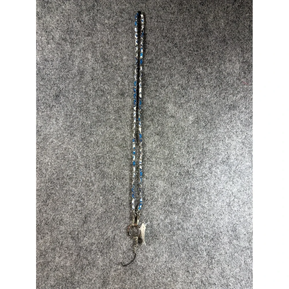 Vera Bradley Chain Lanyard Blue Lagoon Floral Silver Tone ID Key Holder NWT